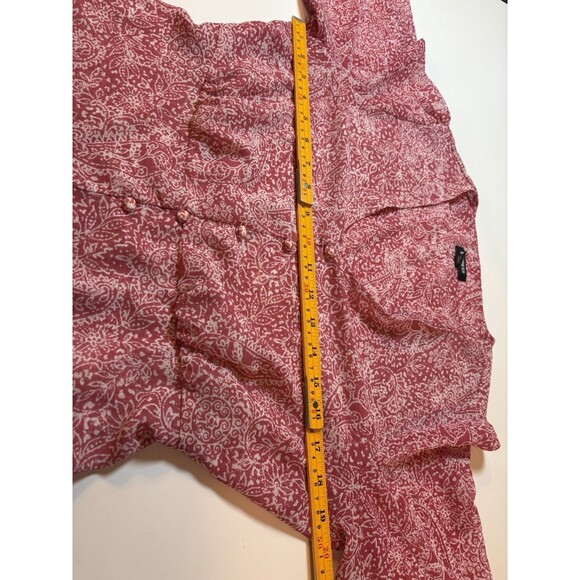Express Sheer Paisley Print Blouse Women’s Medium Pink & White Long Sleeve Boho - Picture 5 of 8